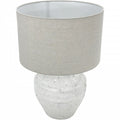 Matin 47cm Multi Colour Ceramic Table Lamp with Hessian Shade Living Room Decor