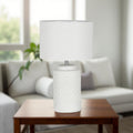 Premium Yarra Table Lamp – 38cm Ceramic Base with Hessian Shade