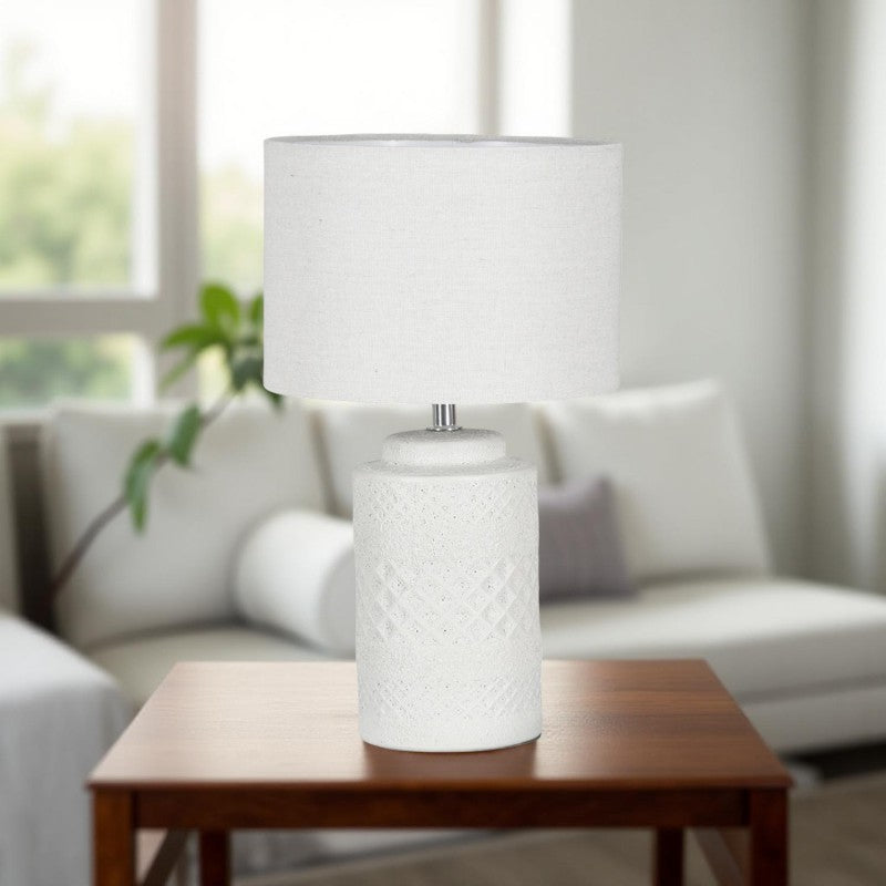 Premium Yarra Table Lamp – 38cm Ceramic Base with Hessian Shade