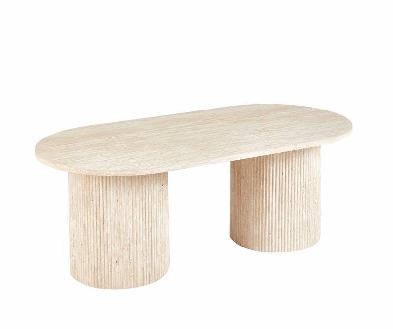 Elodie Coffee Table, Travertine MDF, L 120 x W 60 x H 45 cm, 15 kg