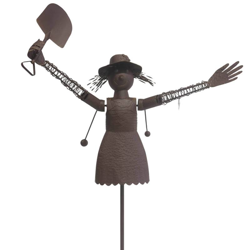 Scarecrow Girl 179cm Metal Brown Decoration - L 115 x W 60 x H 179 cm, 12 kg