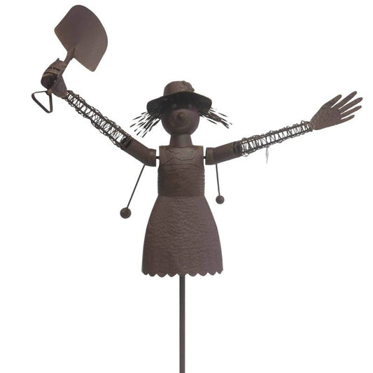 Scarecrow Girl 179cm Metal Brown Decoration - L 115 x W 60 x H 179 cm, 12 kg