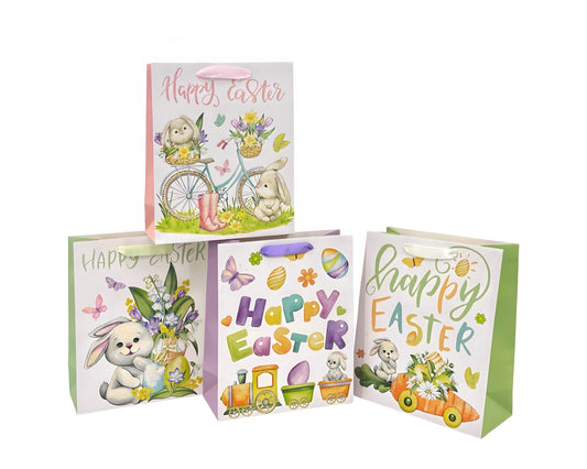 bulk 24 Xlarge Easter Time Gift Bag 4 Assort 31x42cm