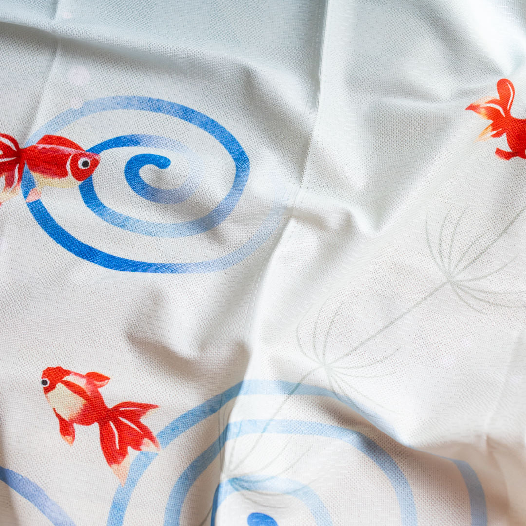 Premium Noren Door Curtain – Goldfish Light Blue 90 x 85cm