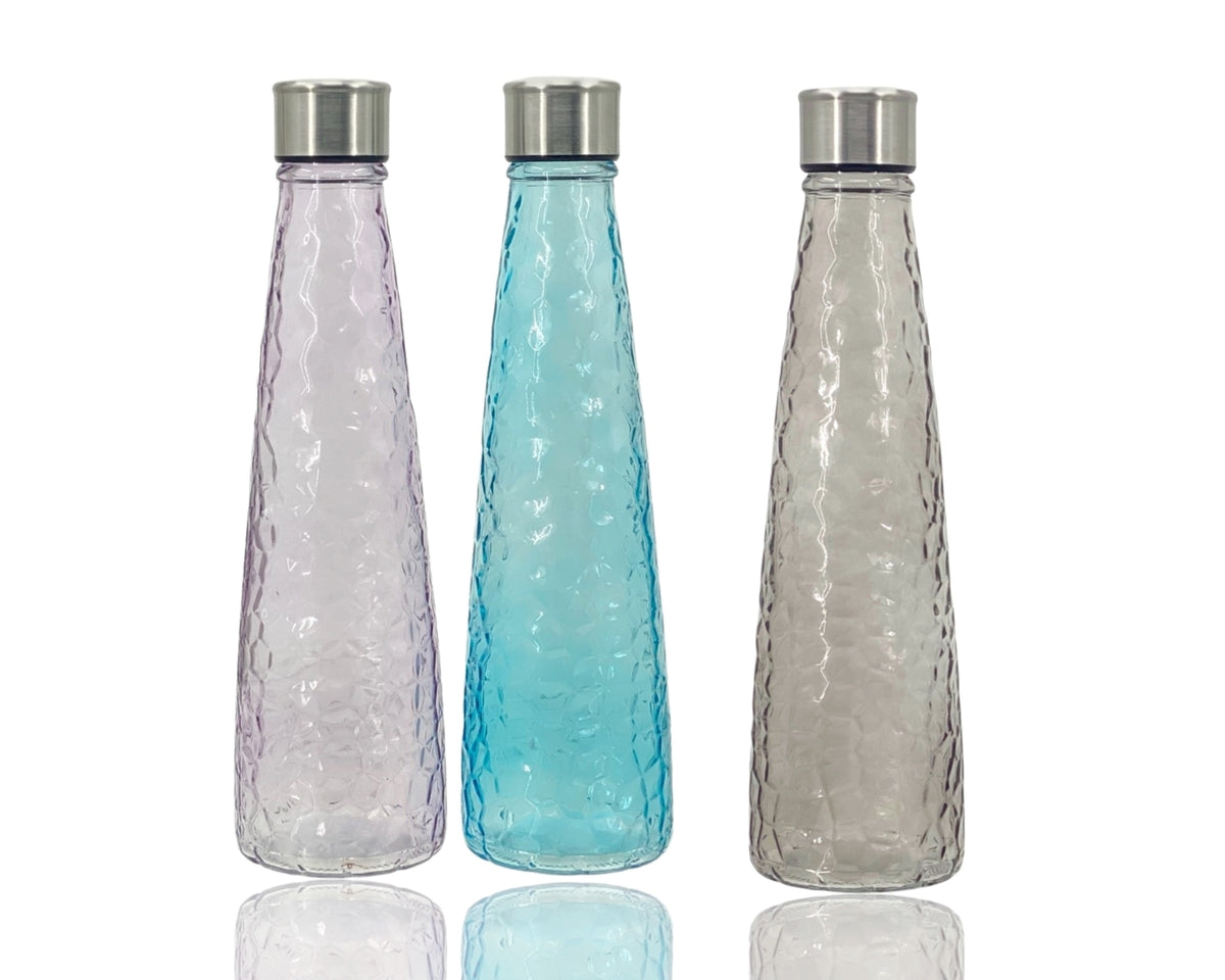 Glass Water Bottle 750ml - 12 Assorted Multi Colour Bottles - SuperSaverAU - view 1
