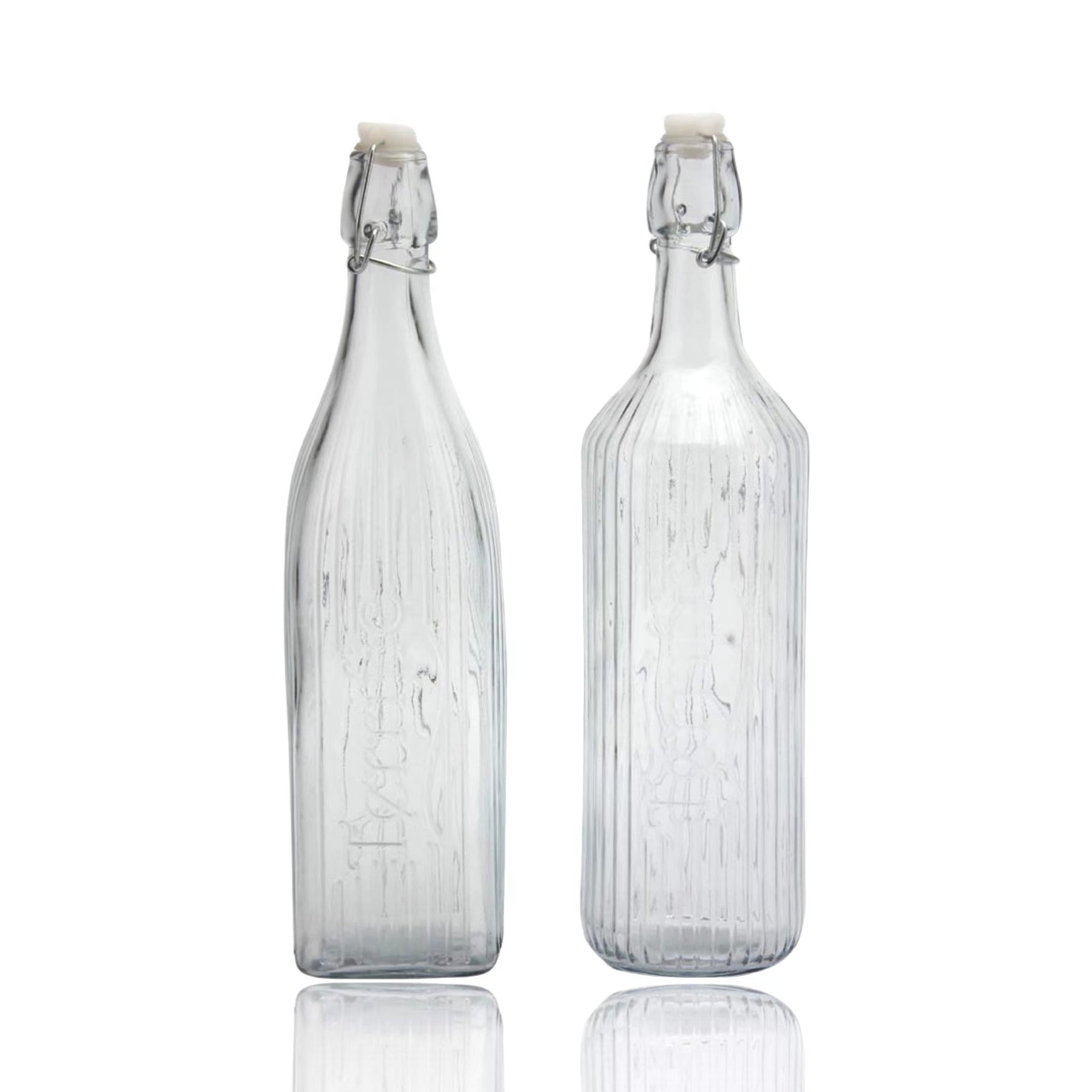 Clear Glass Water Bottle Clip Top 1Lt - 12 Assorted for Home & Restaurant - SuperSaverAU - view 1