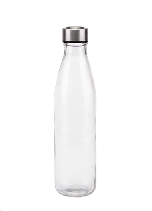 bulk 12 Clear Glass Water Bottle 1L 2 Assorted 8x31cm