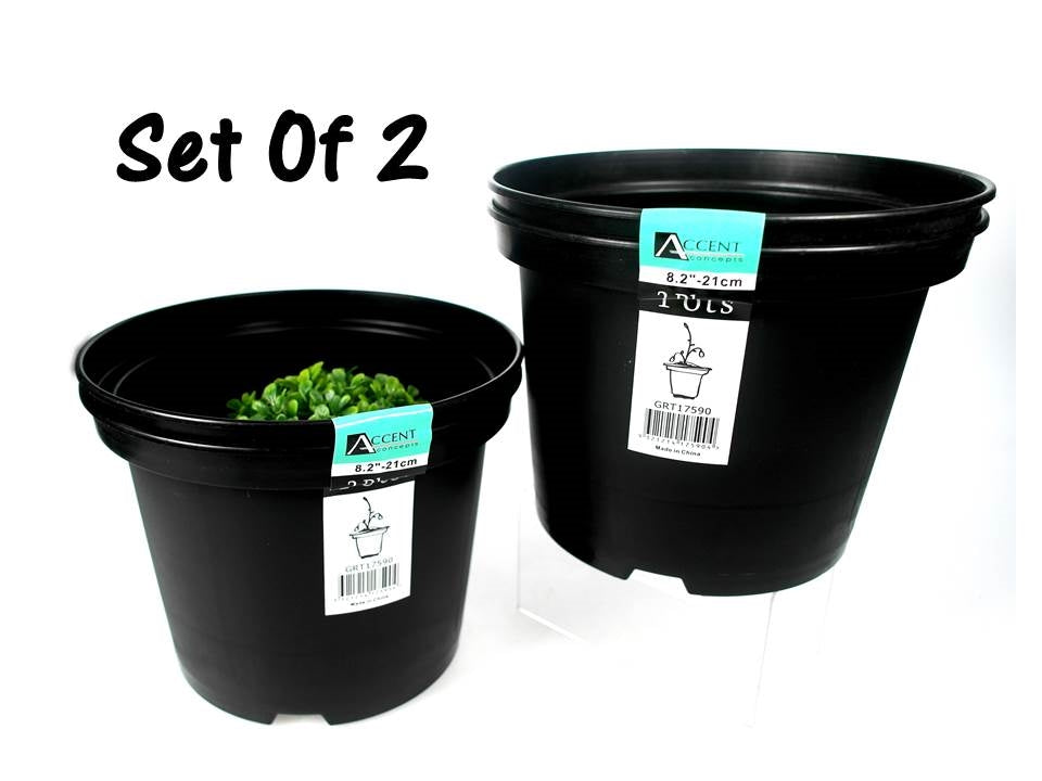 Black Plastic Garden Planter Pots - 24 Medium 4L, 21cm, Casual Elegance - SuperSaverAU - view 1