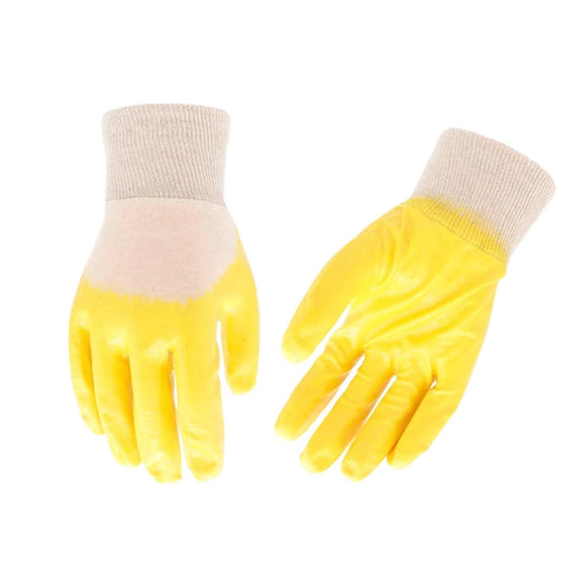 Bulk 24 Yellow Nitrile Garden Gloves - Coated with Interlock Liner
