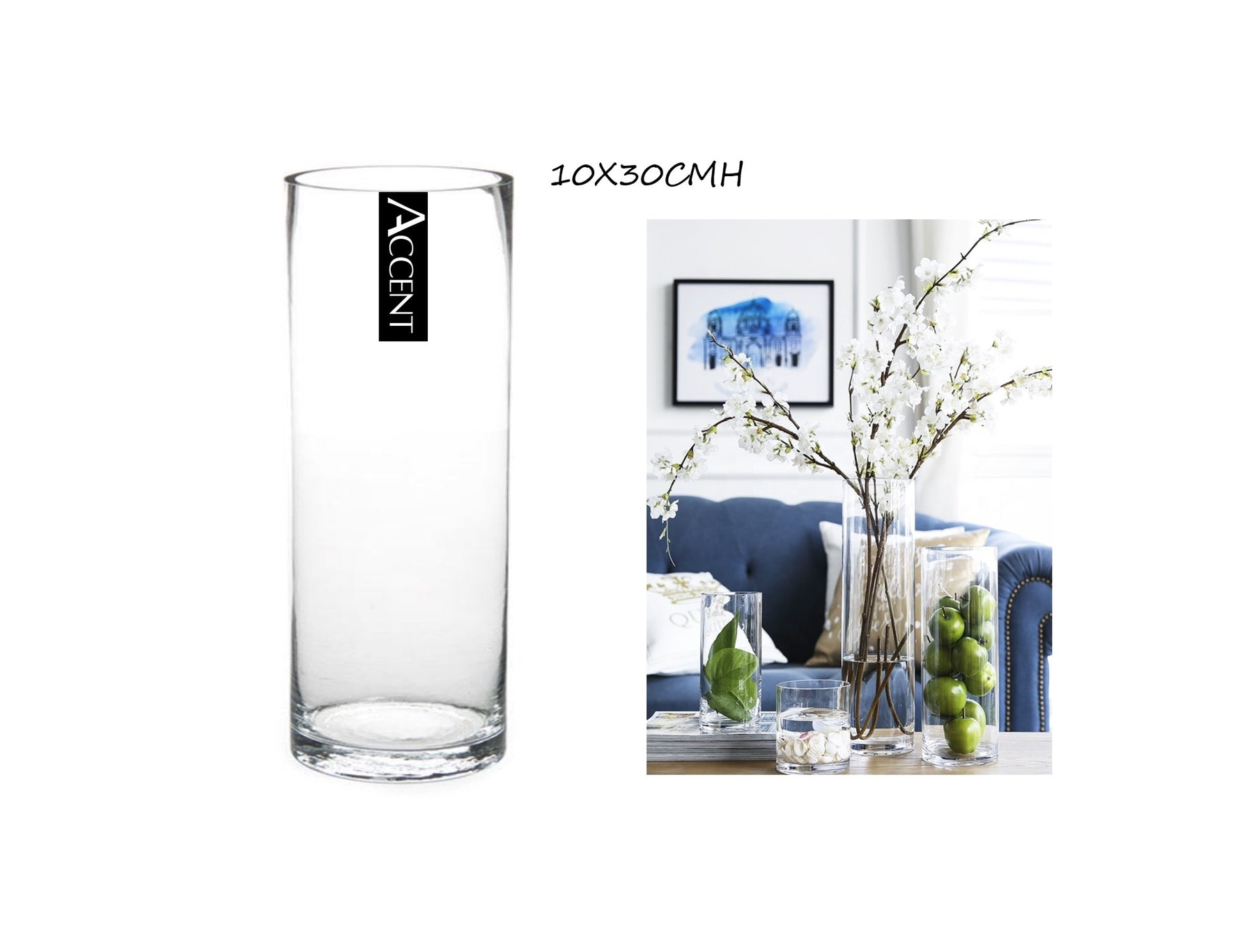 bulk 12 Glass Cylinder Vase 30cm - SuperSaverAU - view 1
