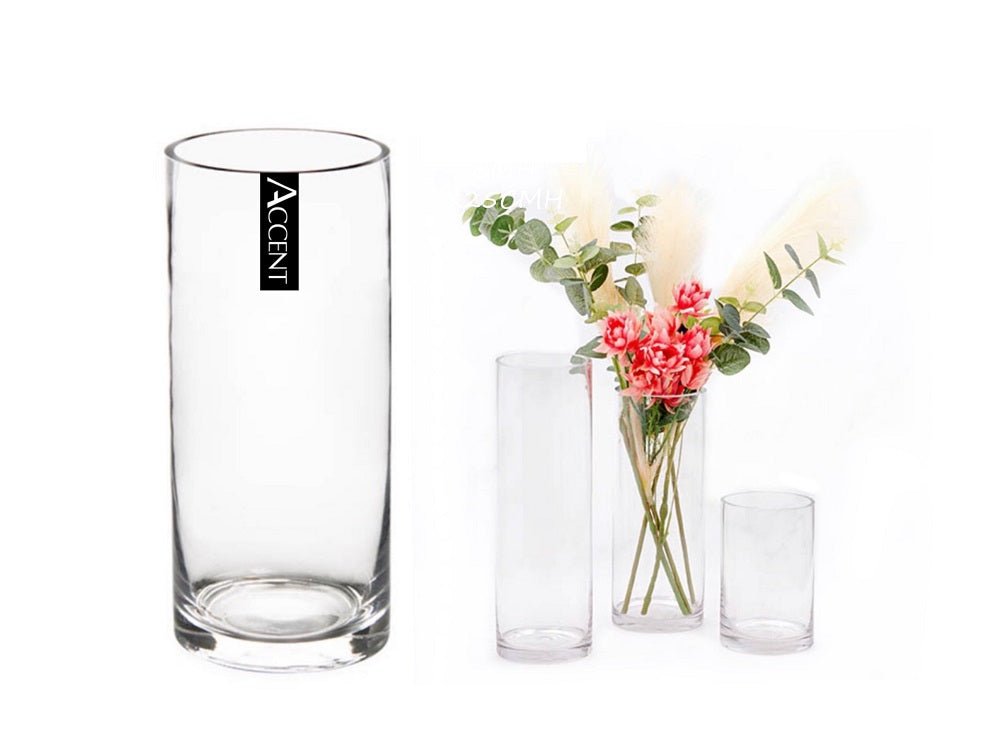 Clear Glass Cylinder Vase 30cm - Set of 6, Stylish Home Decor - SuperSaverAU - view 1