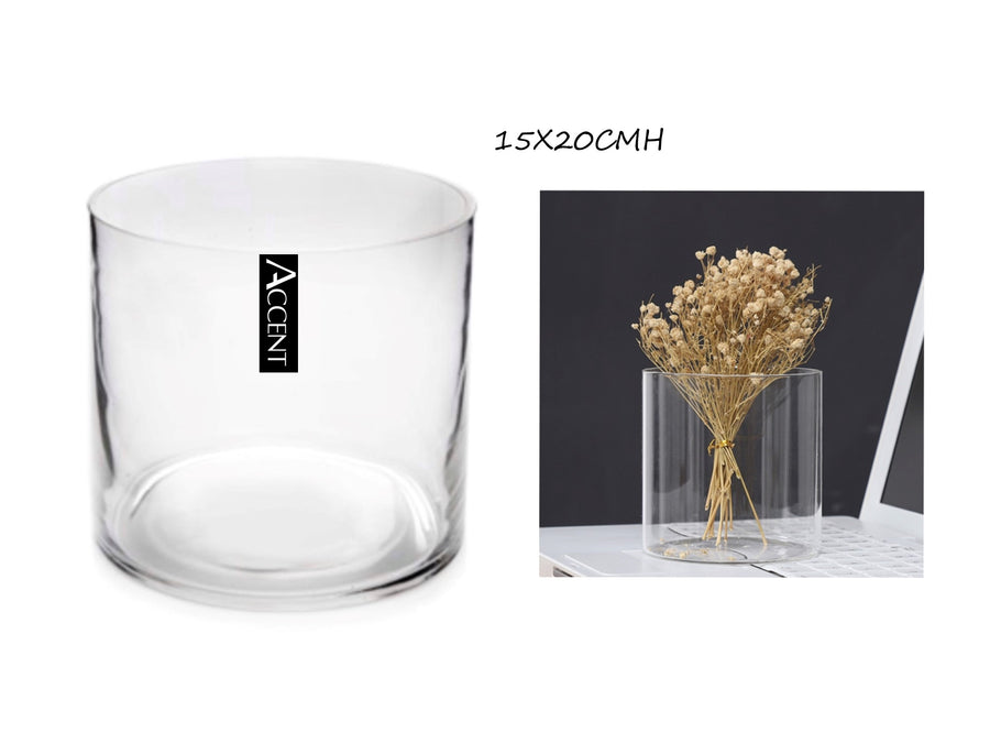 bulk 6 Glass Cylinder Vase 20cm - SuperSaverAU - view 1