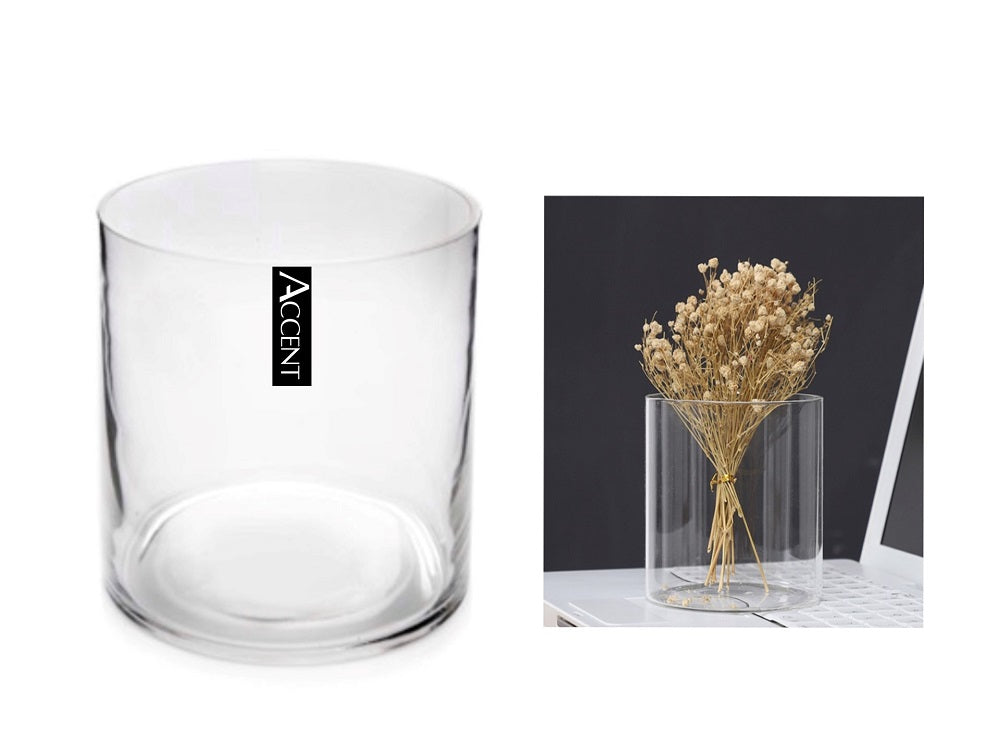 Clear Glass Cylinder Decorative Vase 25cm - Set of 6, Stylish Home Decor - SuperSaverAU - view 1