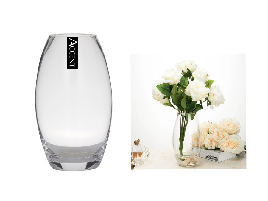 Round Belly Glass Vase Set of 6 - 31cm Clear Decorative Home Decor - SuperSaverAU - view 1