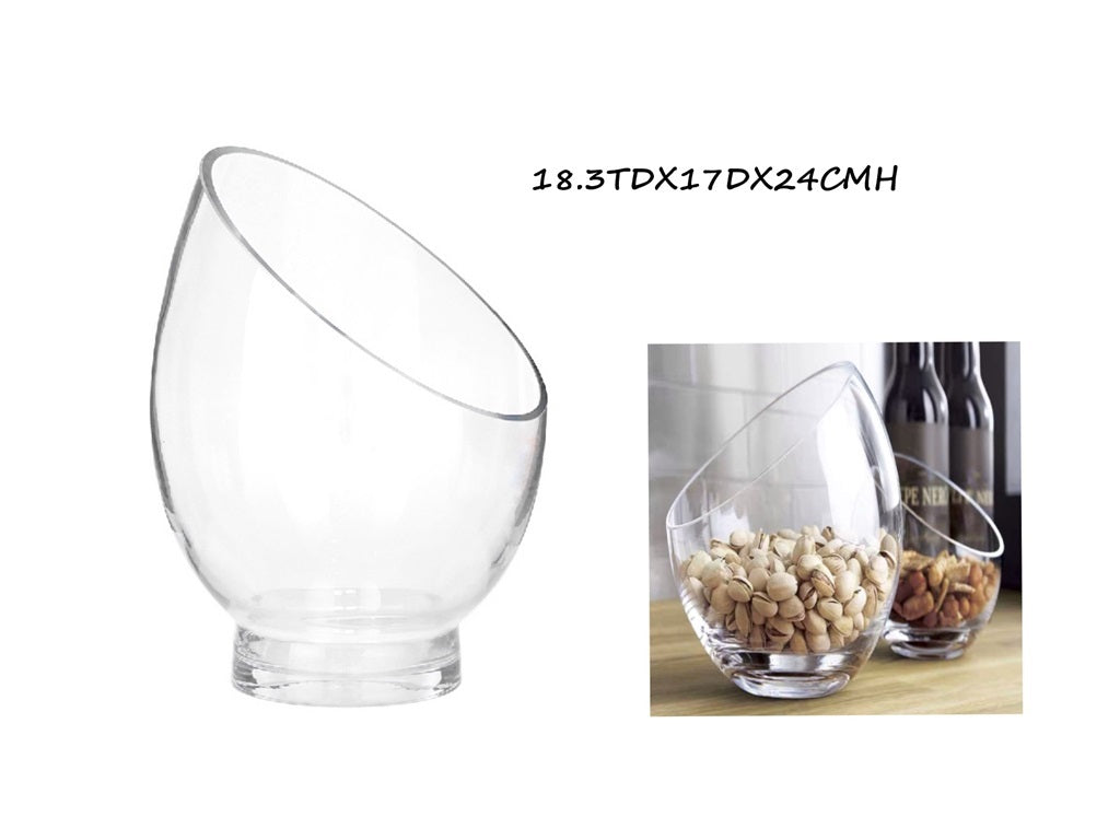 Glass Angle Top Vase Set of 6 - Clear, 24cm, Stylish Home Decor - SuperSaverAU - view 1
