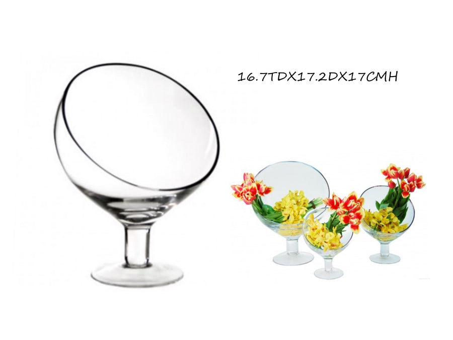 Clear Glass Vase Round Slanted Top - 6 Pack, 17x17cm - SuperSaverAU - view 1