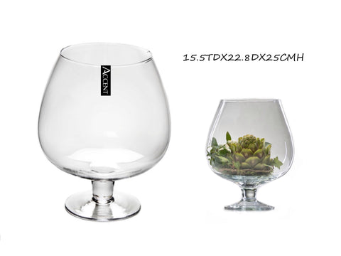 Glass Brandy Balloon Vase Set of 4, Clear, 25cm - Stylish Home Decor - SuperSaverAU - view 1
