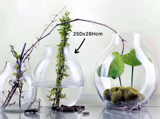 Glass Wide Bubble Vase 28cm