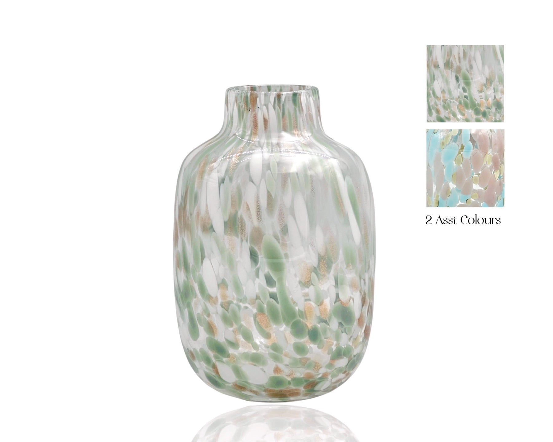 Antique Candle Lantern - Multi Colour Glass - 17x27cm - Set 2 Speckled Vases - SuperSaverAU - view 1