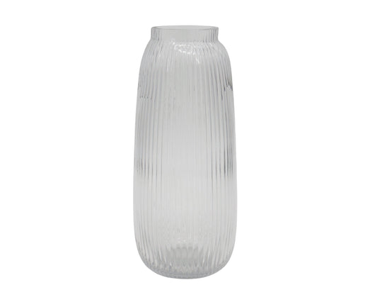 Clear Rippled Glass Vase Cone 7x30cm - Set of 6