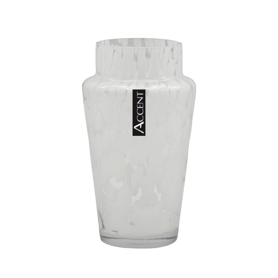 Premium White Speckle Tapered Vases – Clear 21cm, 6 Pack