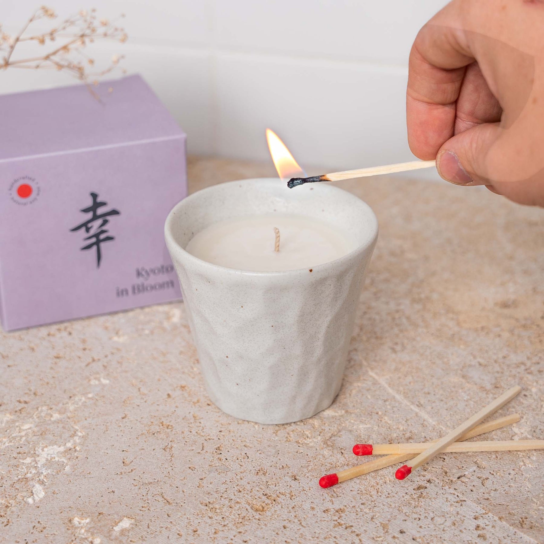 Herbal Mint Soy Wax Candle 180g in White Ceramic Jar