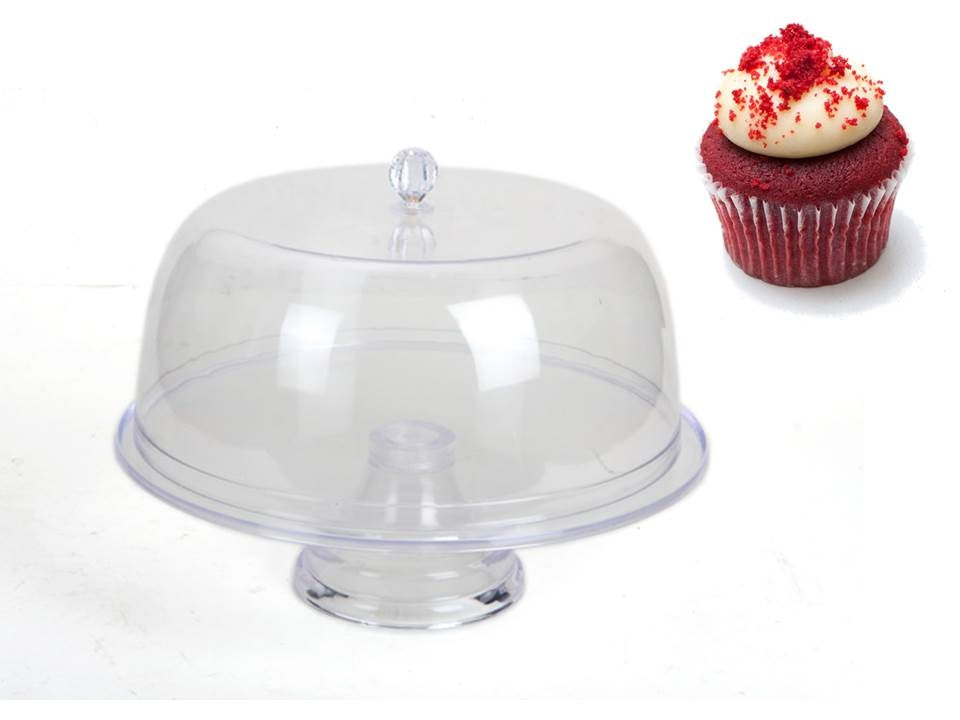 Acrylic Cake Display Stand with Cover 34cm - Clear Plastic, 0.5kg - SuperSaverAU - view 1