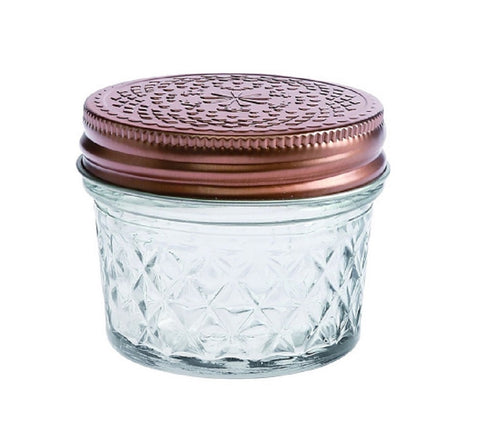 48 x Small Diamond Look Glass Jar with Rose Gold Lid, 7cm, Clear - SuperSaverAU - view 1