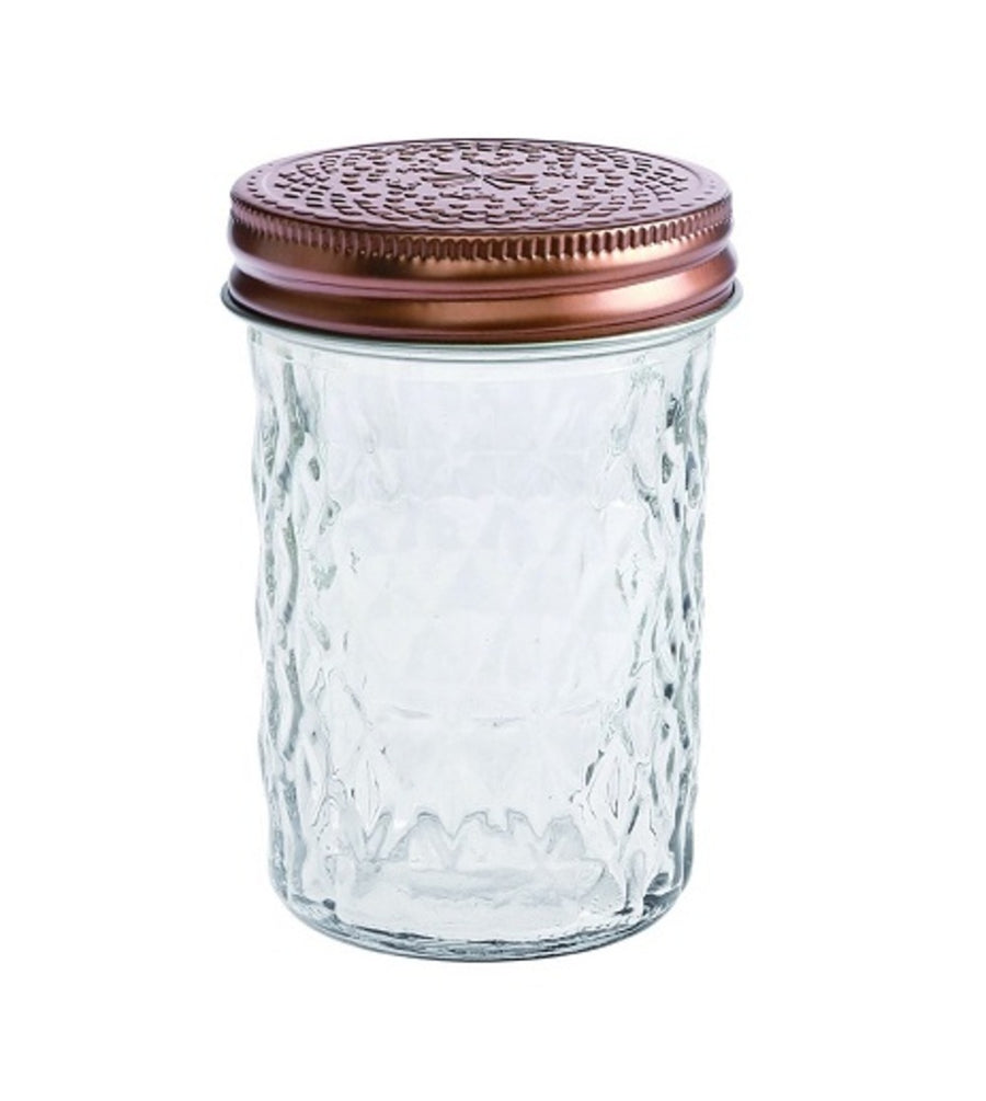 Medium Diamond Look Glass Jar with Rose Gold Lid, 10cm, Set of 24 - SuperSaverAU - view 1