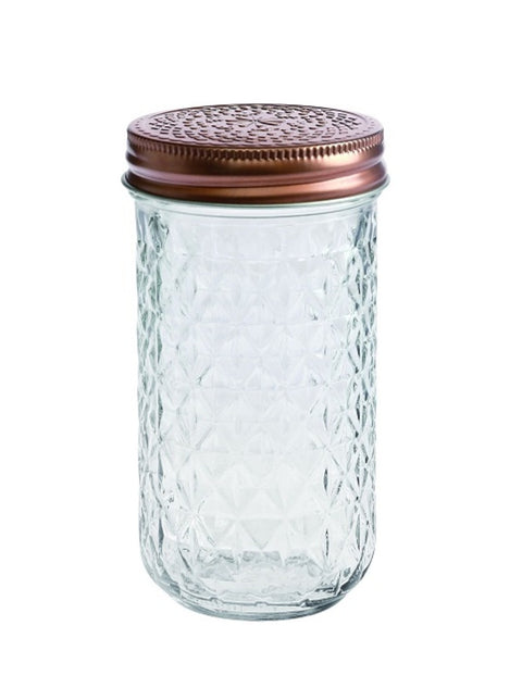 Large Diamond Look Glass Jar with Rose Gold Lid, 13cm, Set of 24 - SuperSaverAU - view 1