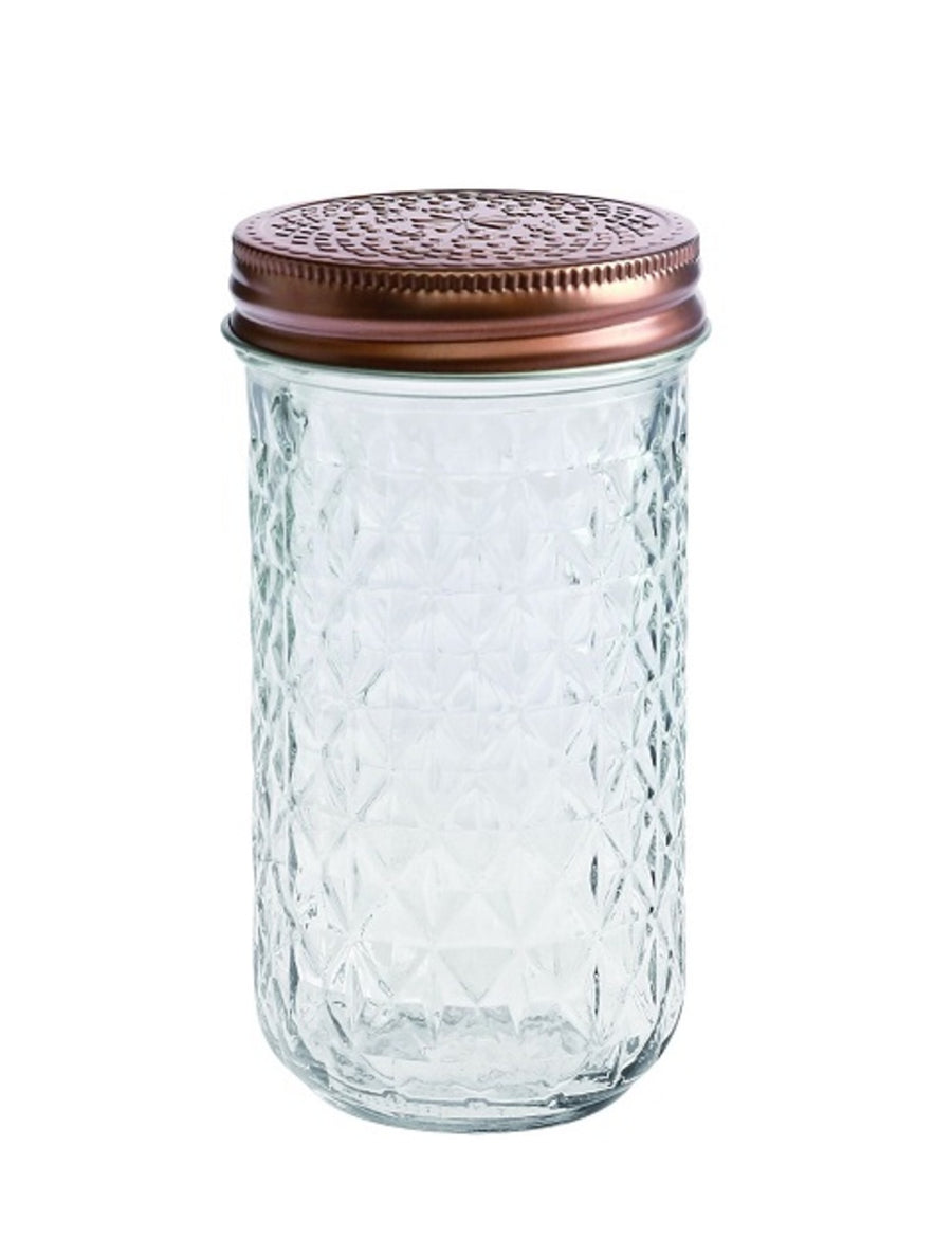 Large Diamond Look Glass Jar with Rose Gold Lid, 13cm, Set of 24 - SuperSaverAU - view 1