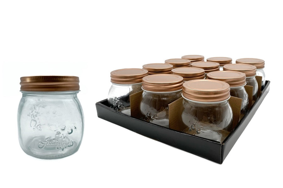 Clear Glass Jar with Metal Lid, 260ml, 9cm - Provincial Style, Set of 36 - SuperSaverAU - view 1