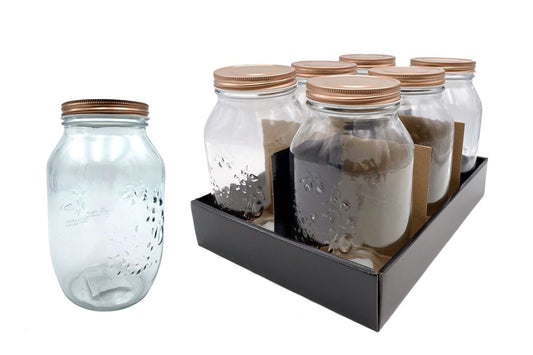 Clear Glass Jar with Metal Lid 1500ml - 18 Pack
