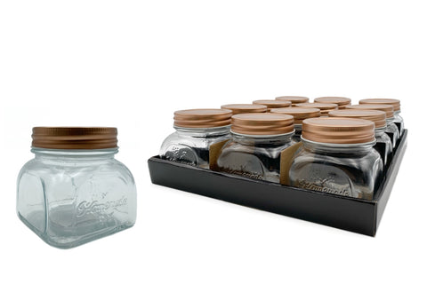 Glass Square Jar with Gold Metal Lid, 250ml - Set of 36, Clear - SuperSaverAU - view 1