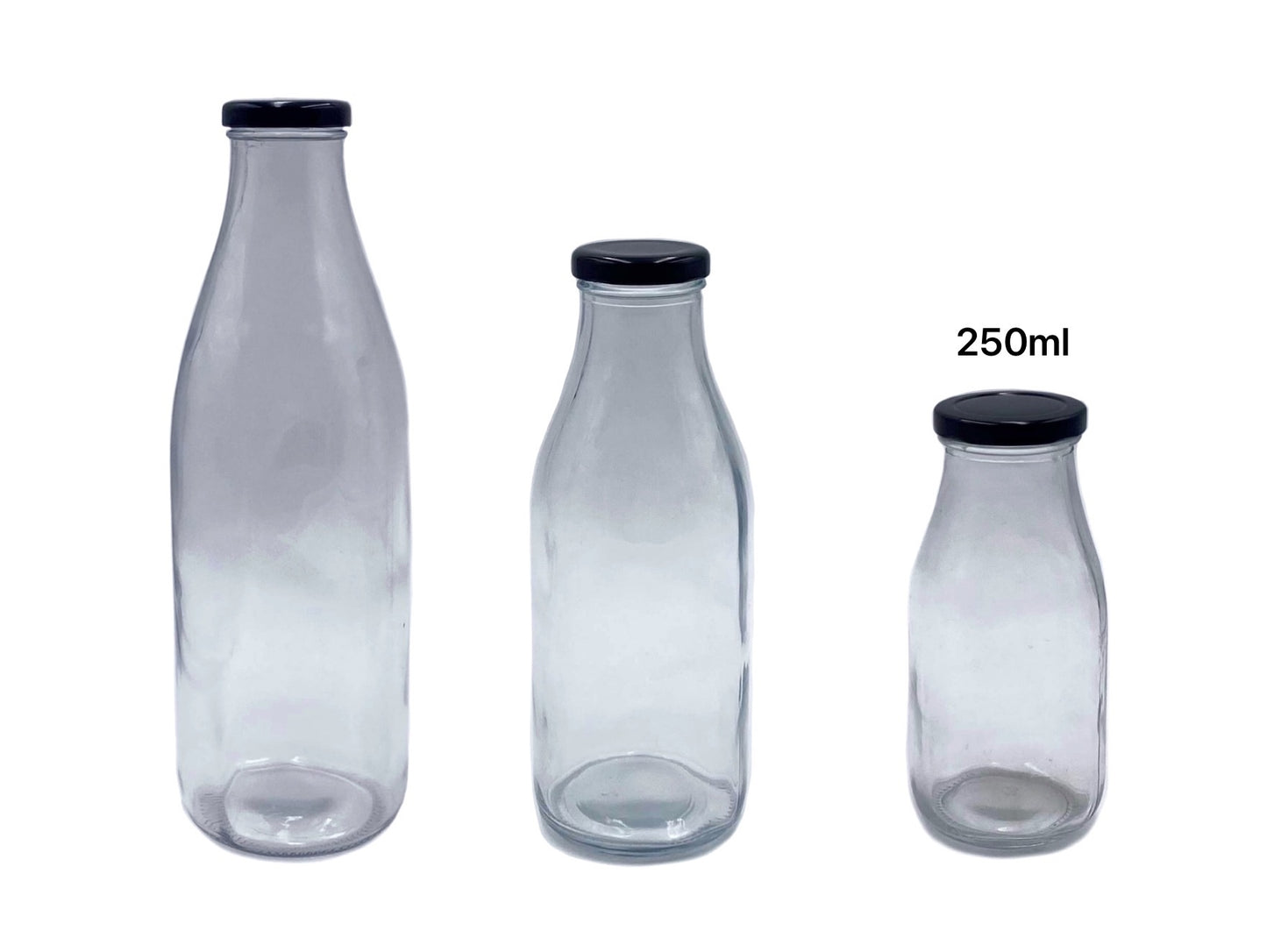 250ml Clear Glass Milk Bottle - 48 Pack