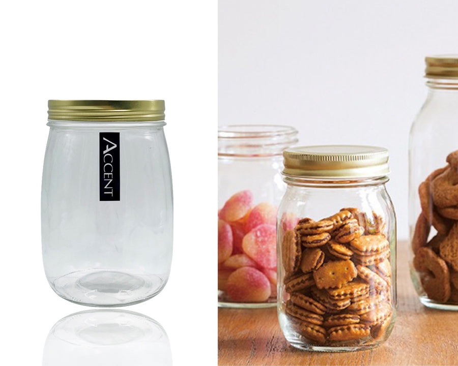 Glass Storage Jar with Screw Lid, 1000ml, Clear, Provincial Style, 16cm, Set of 24 - SuperSaverAU - view 1