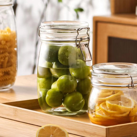 Glass Storage Jar with Metal Clip, 1000ml, Clear, 24 Pack, 16cm - SuperSaverAU - view 1
