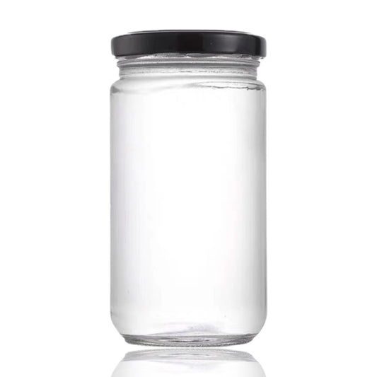 24 Glass Jars with Black Lids - 1L Round Canisters for Storage