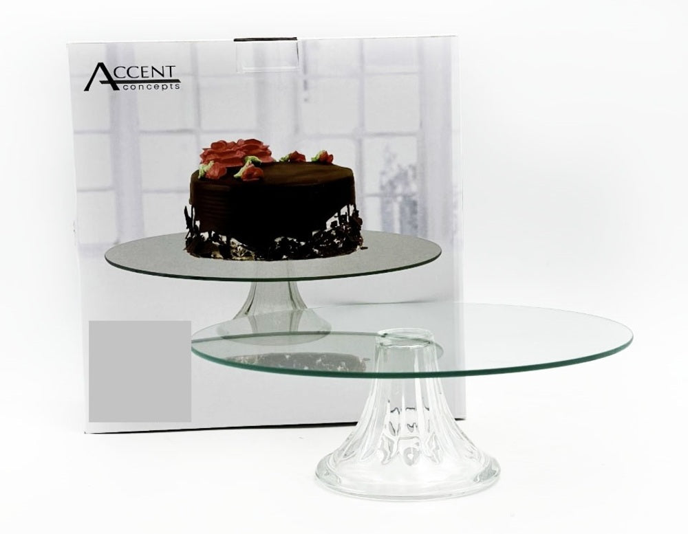 Glass Cake Stand 25cm - Clear Provincial Design for Muffins & Cupcakes - SuperSaverAU - view 1