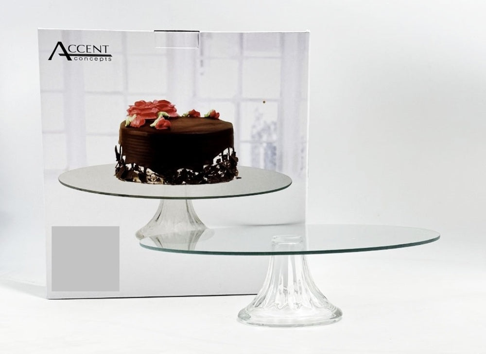 Elegant Glass Round Cake Stand 30cm