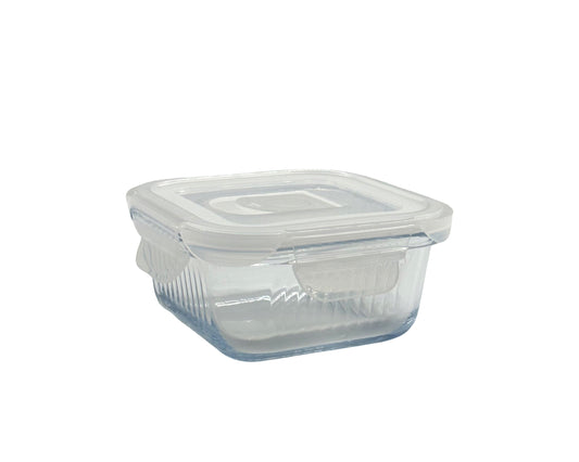 Bulk 24 Borosilicate Glass Containers with Lids 320ml Square