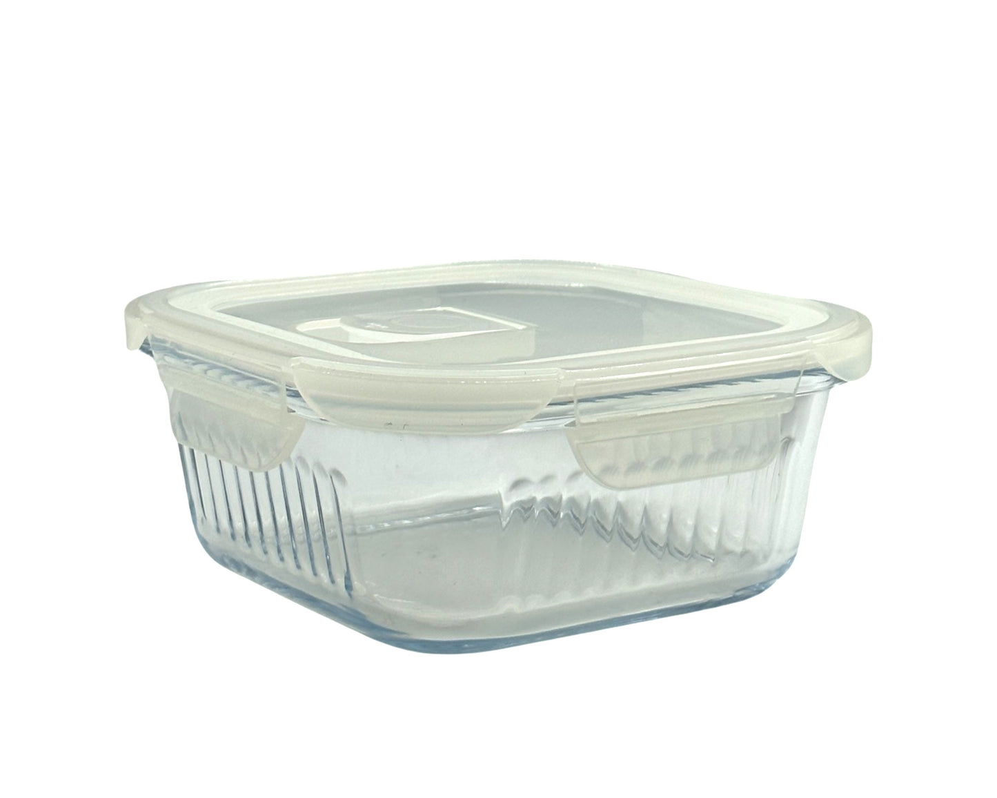 Bulk 12 Borosilicate Glass Containers with Lids 800ml Square