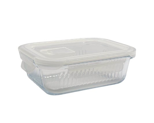 Bulk 12 Borosilicate Glass Containers with Lids 1040ml