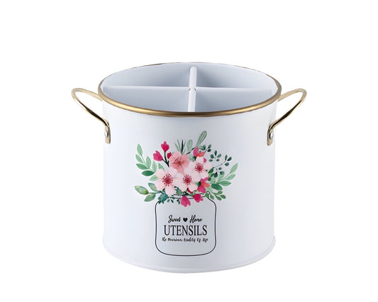 bulk 6 Meadow Bouquet Metal Utensil Holder 18x13cm