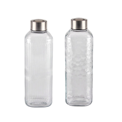 Premium Glass Bottles – Clear 1L 12 Pack with Metal Screw Lids