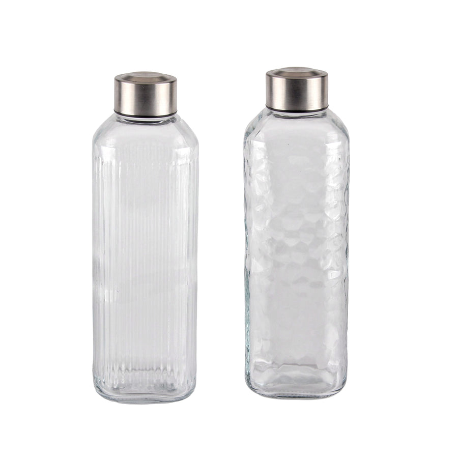 Premium Glass Bottles – Clear 1L 12 Pack with Metal Screw Lids