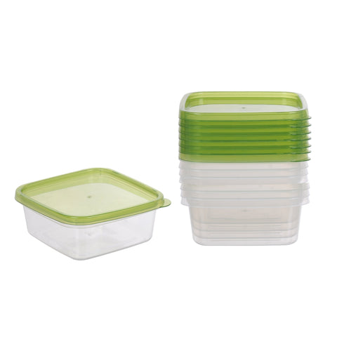 84 Reusable Microwave Safe 600ml Square Food Containers - Clear & Green - SuperSaverAU - view 1