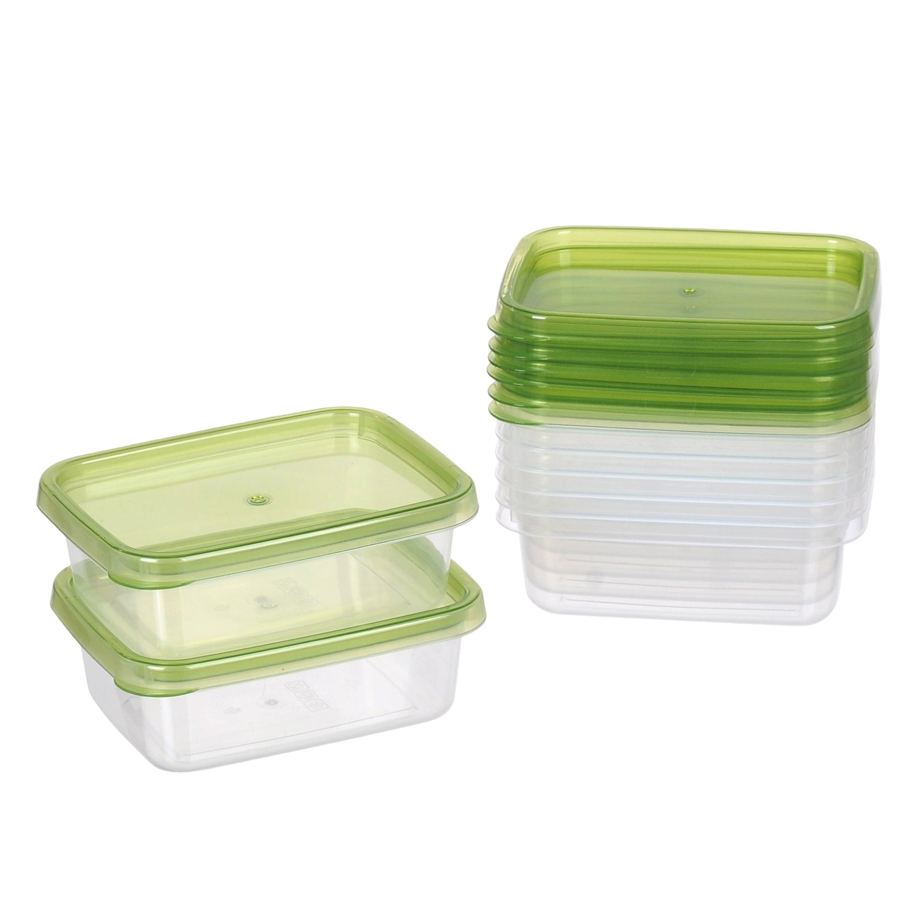 96 Reusable Microwave-Safe Food Containers 300ml - Clear & Green, Plastic - SuperSaverAU - view 1