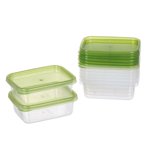 96 Reusable Microwave-Safe Food Containers 300ml - Clear & Green, Plastic - SuperSaverAU - view 1