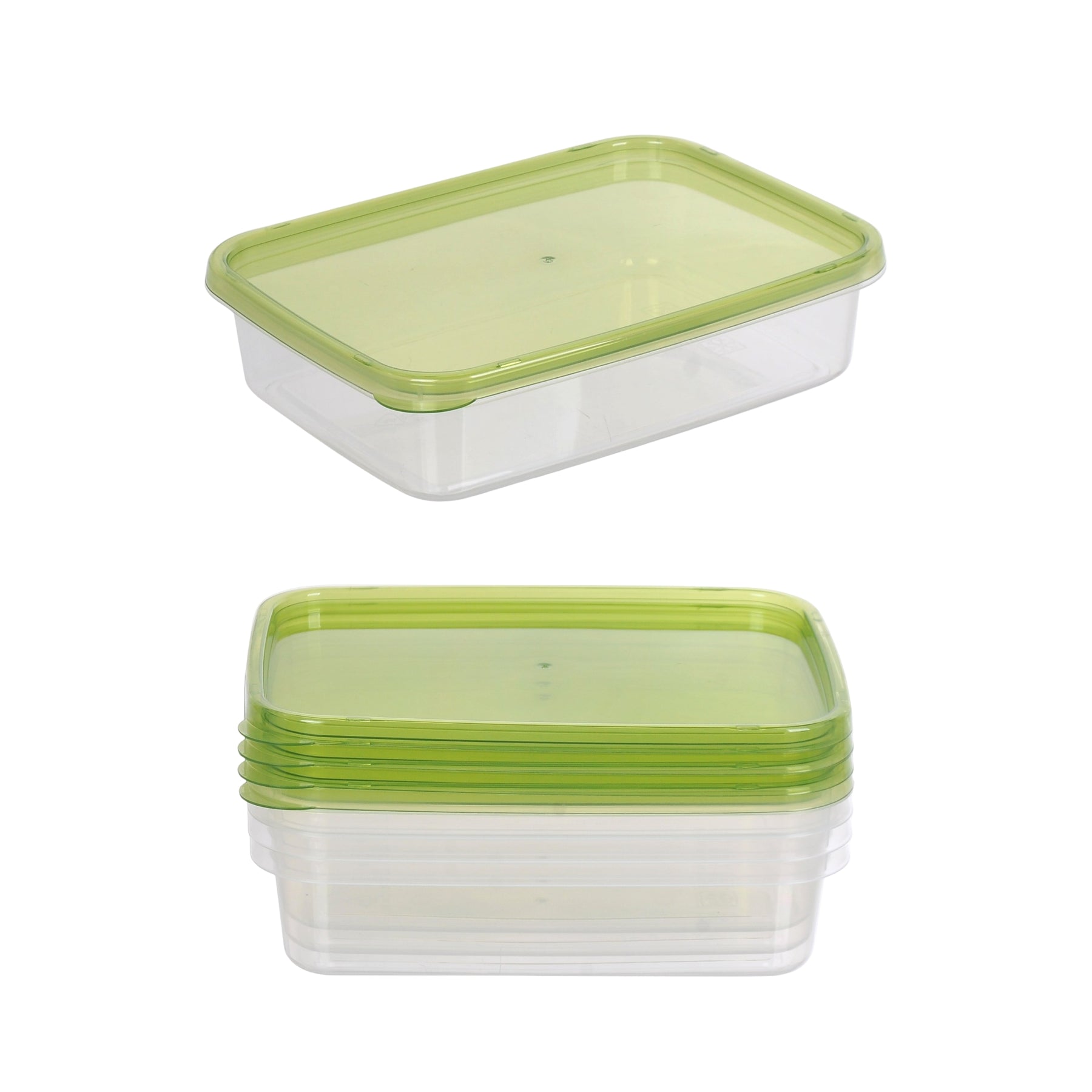 48 Reusable Microwave-Safe 1Lt Food Containers - Clear & Green, 44x32x32 cm - SuperSaverAU - view 1